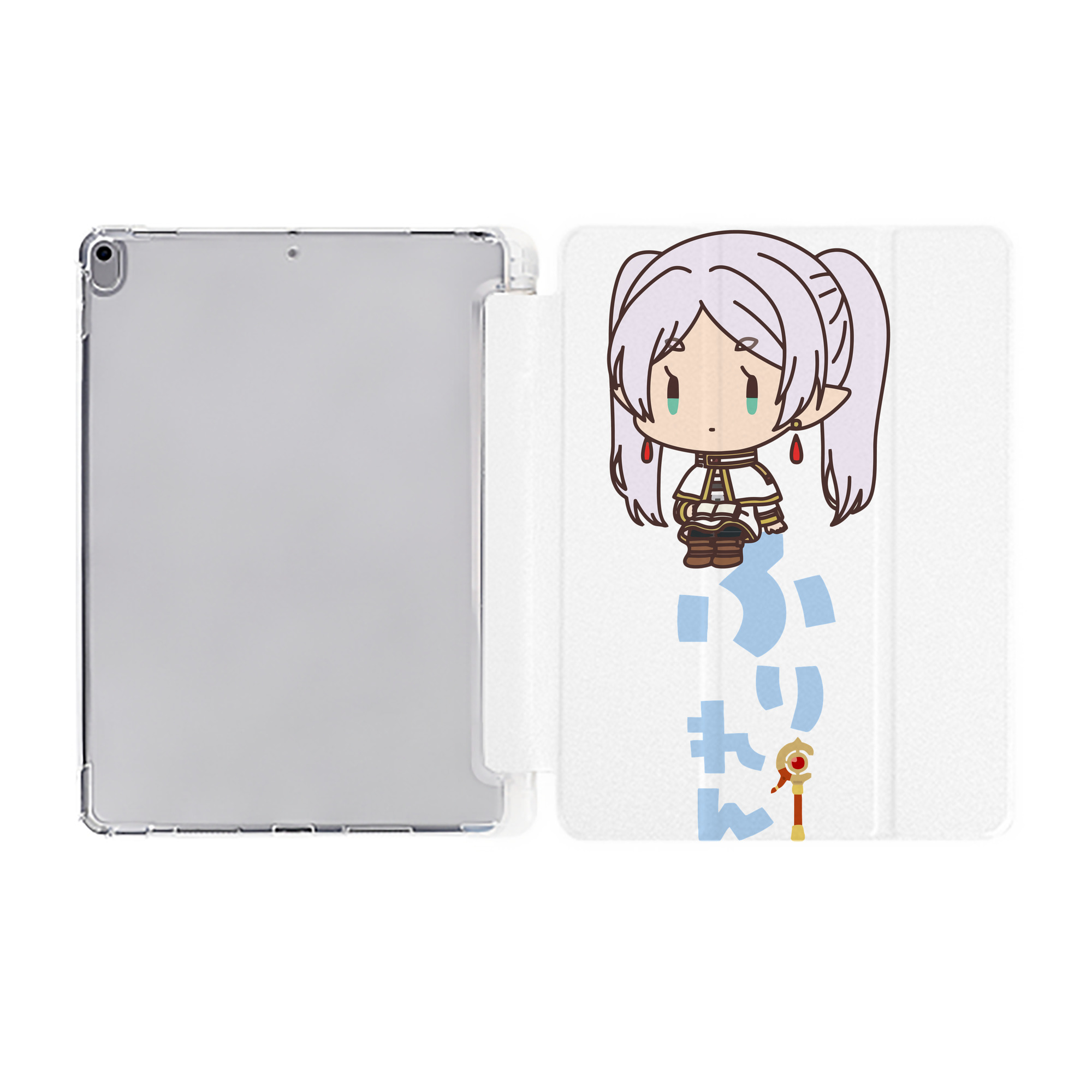 （画像用） 葬送のフリーレン Frieren IPad ケース ペン収納付き 三つ折りスタンド PUレザー×シリコン 対応機種9.5/10.5/10.9インチ
